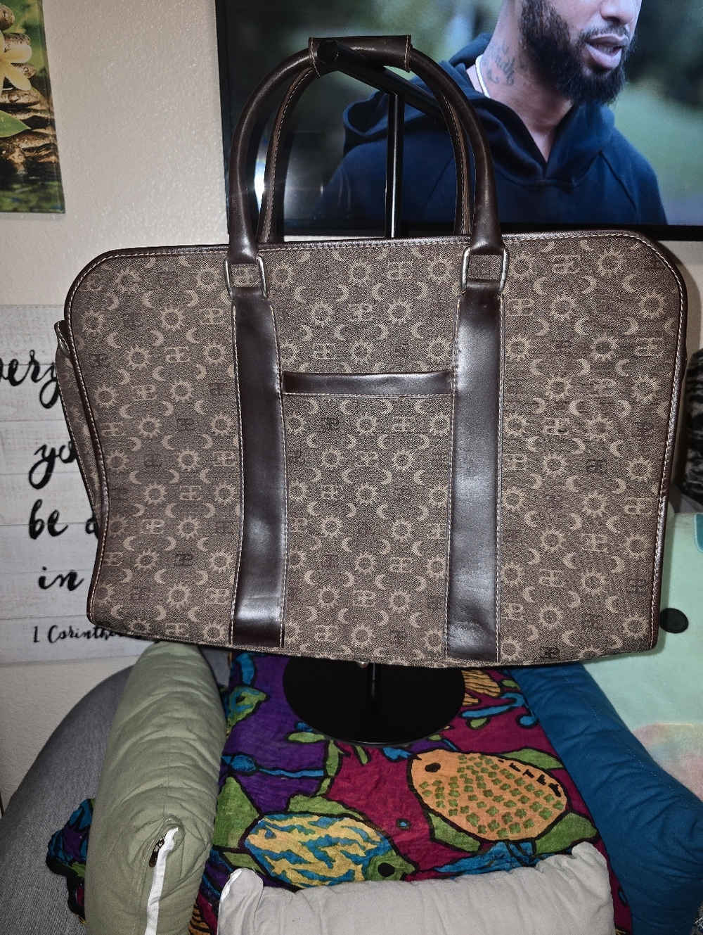 Brown Patterned Men's Weekend Bag By El Portal